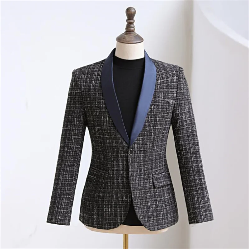 

Blazers Mens Suits New Youth Wedding Coat Leisure Jackets Costume Homme Singer Stage Hombre Dark Grey Terno Masculino Completo