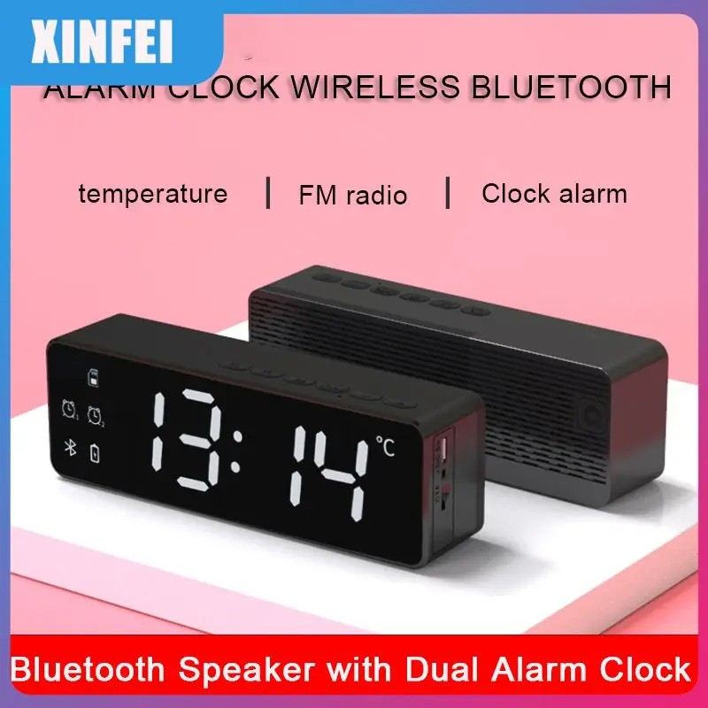 

Time Display Portable Clock Speakers Lcd Digital Tf Card Speaker With Fm Radio Brightness Adjustment Magnetic Speaker