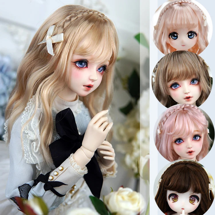 

BJD Doll Wig is Suitable For 1/3 1/4 1/6 Size Doll Accessories Braid Hair Super Soft Silk Long Hair Micro Curl Air Bangs