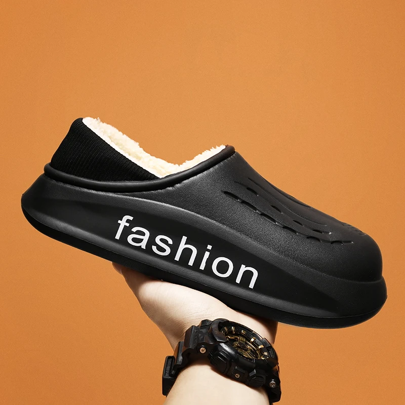 Новинка 2024 зимние хлопковые мужские тапочки теплая обувь непромокаемая женская