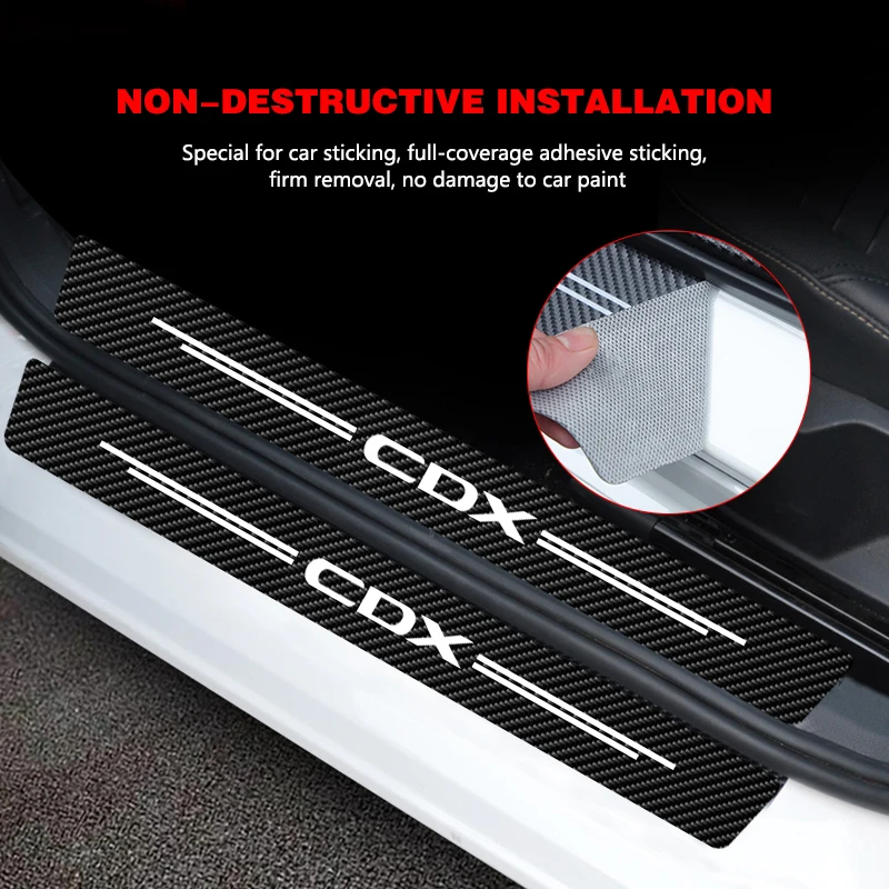 

4 Pcs/set Waterproof Car Door Sill Stickers Anti-Scratch Style Carbon Fiber Decals Stickers For Acura CDX Interior Accessories