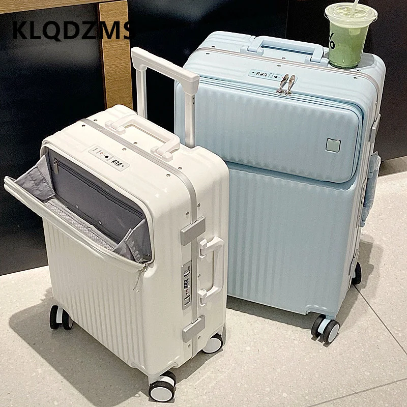 

KLQDZMS 20"22"24"26" Inch High-quality Universal Business Front-opening Laptop Trolley Case Rolling Boarding Password Luggage