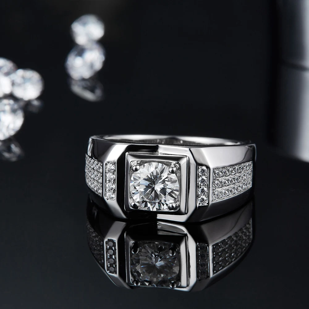 

1 Carat Real Moissanite Engagement Rings White Gold Plated 100% S925 Silver Sterling Jewelry
