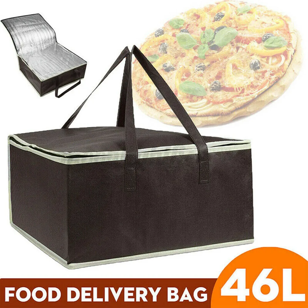 Food Pizza Delivery Insulated Bag Portable Non-woven Warmer Bag Oxford Cloth Aluminum Foil Insulation Bag Portable Thermal Bag