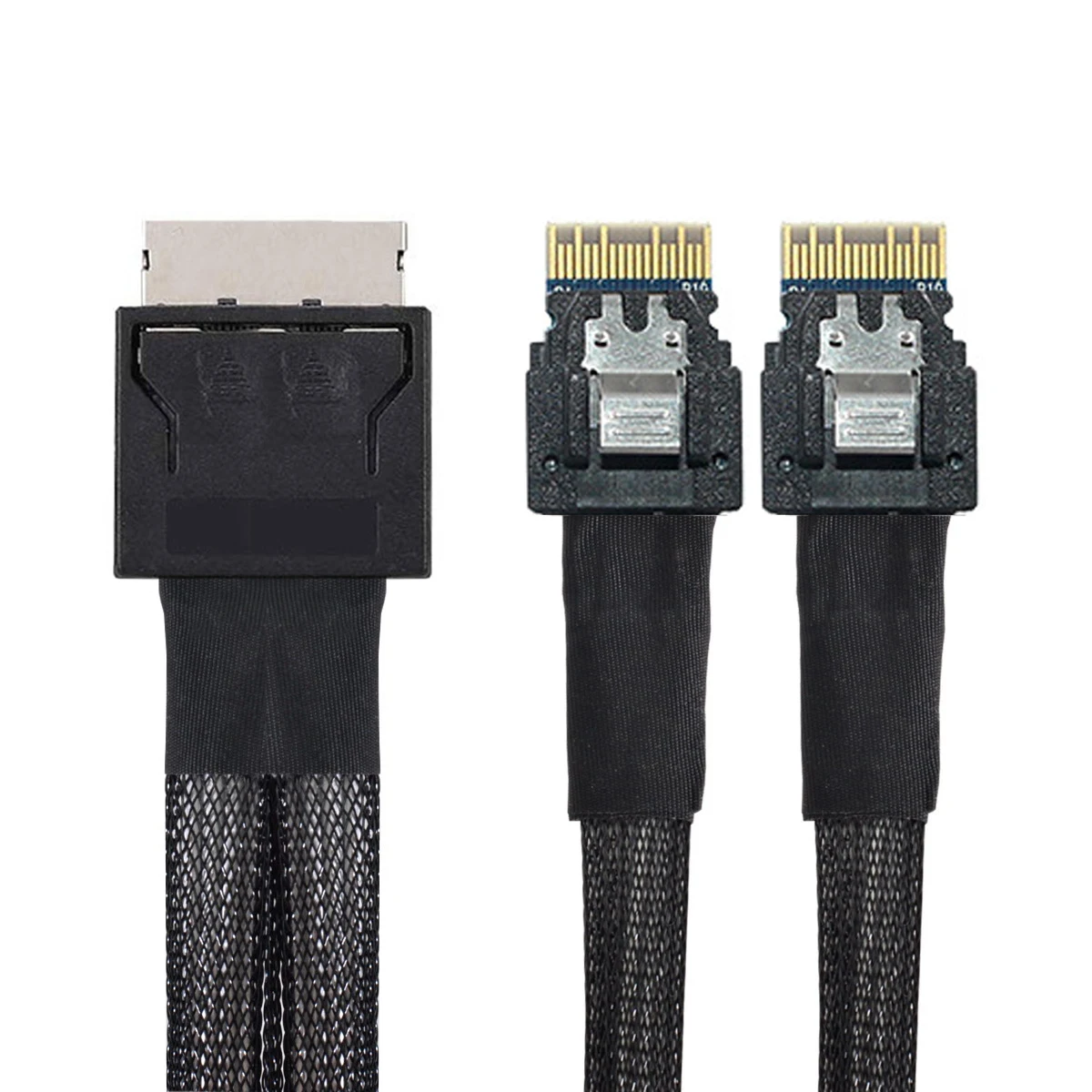 

Cablecc OCuLink PCIe PCI-Express SFF-8611 8x 8-Lane to Dual SFF-8654 Slimline 4x SSD кабель для передачи данных 50 см