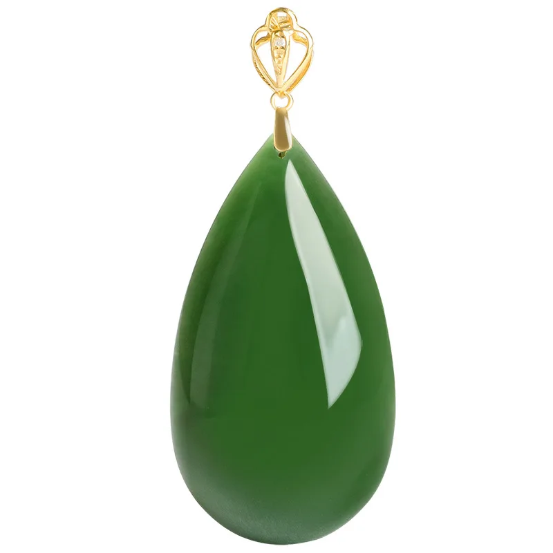 

Natural Spinach Green Old Material Hotan Jade Jasper Pendant Jewelry Genuine 18K Gold Inlaid Men's Necklace Women's Gifts