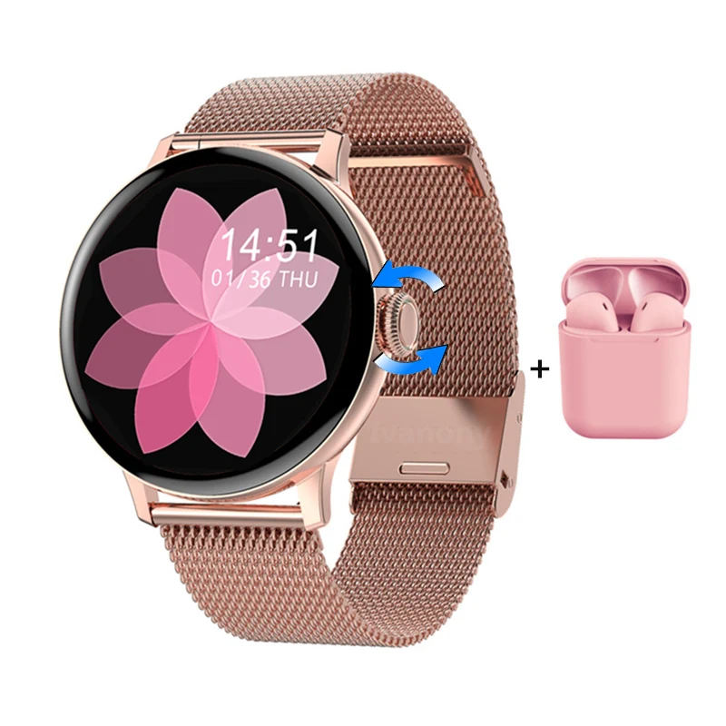 

Smart Watch Women IP68 Waterproof Breath Training Female Menstrual 100+ Watchface DIY Password Protection For iPhone Android