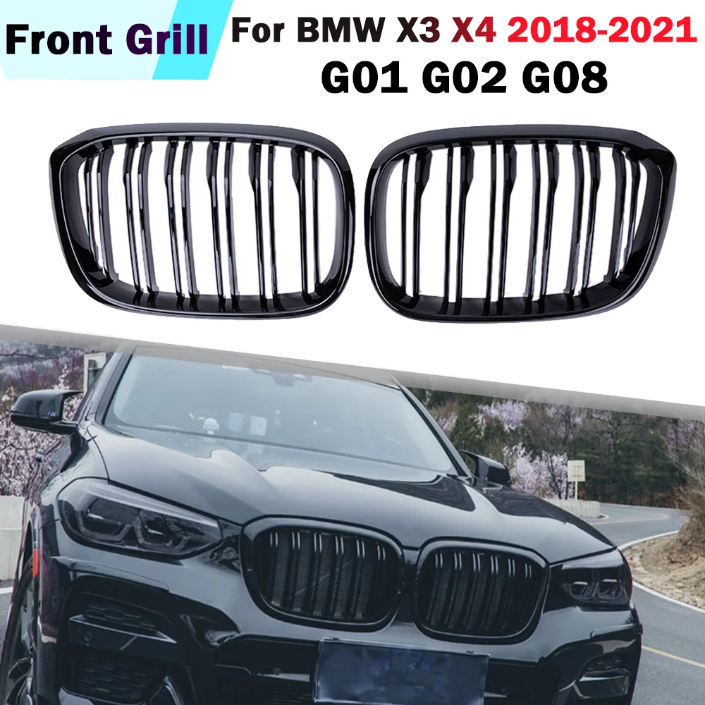 

Решетки передние глянцевые для BMW X3/X4/G01/G02/G08 2018-2021, 1 пара