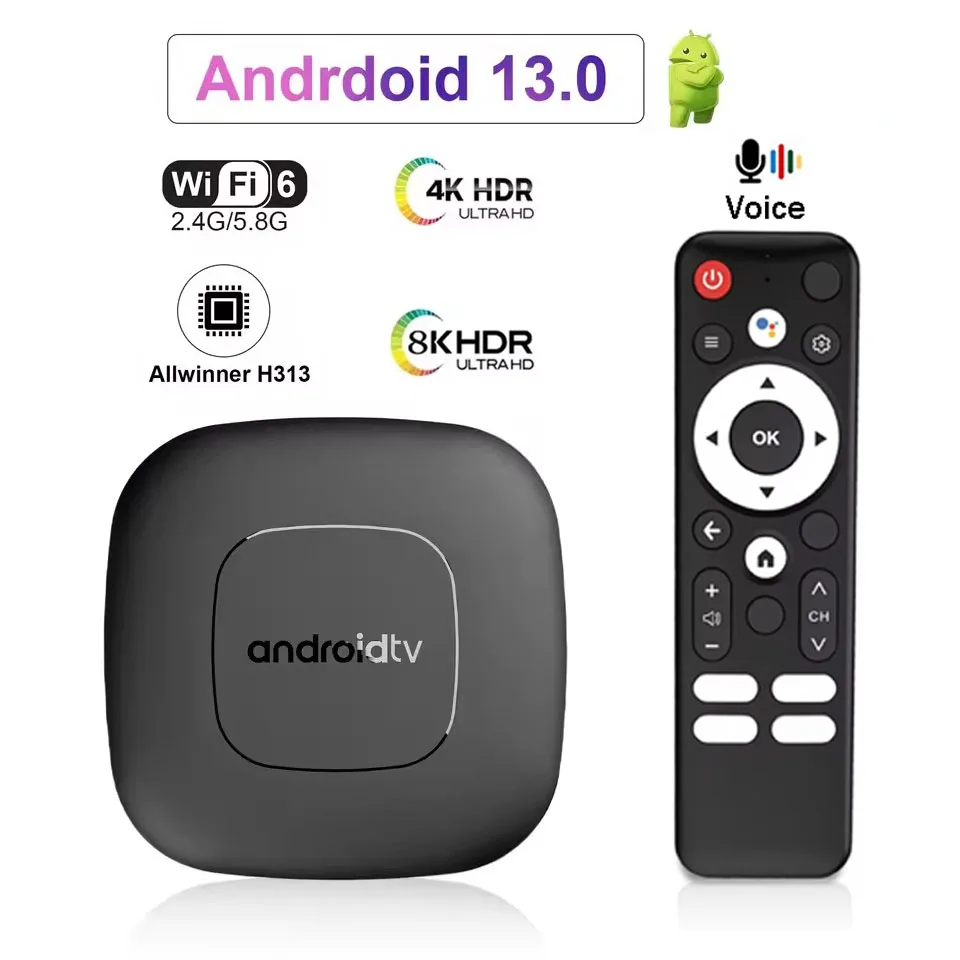 ТВ-приставка T1 Android 13 Allwinner H313 Quad Core HDR10+ 8K 4K 2 ГБ 16 4G 5G Dual WiFi Домашний кинотеатр