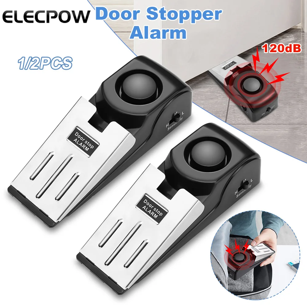 

Elecpow 125dB Anti Theft Door Stop Alarm Portable Personal Defense Alarm Door Stopper Floor Wedge Doorstop Security Protection