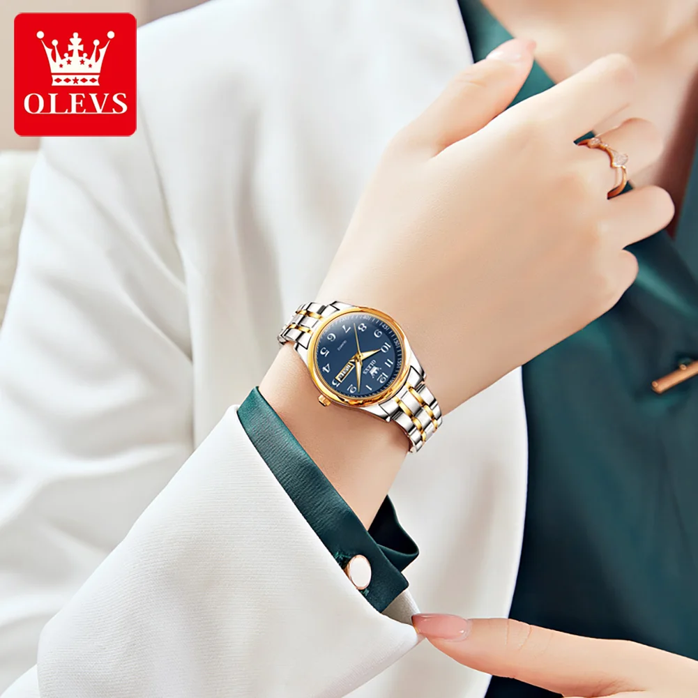 OLEVS Luxury Ladies Watches High Quality Waterproof Stainless Steel Women Quartz Watch For Women Reloj Mujer Dress WristWatch