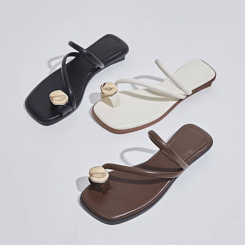 AIYUQI Slippers Female Clip Toe 2023 Summer New Casual Women Flip-flops Head Low Heel Fashion Slippers For Women