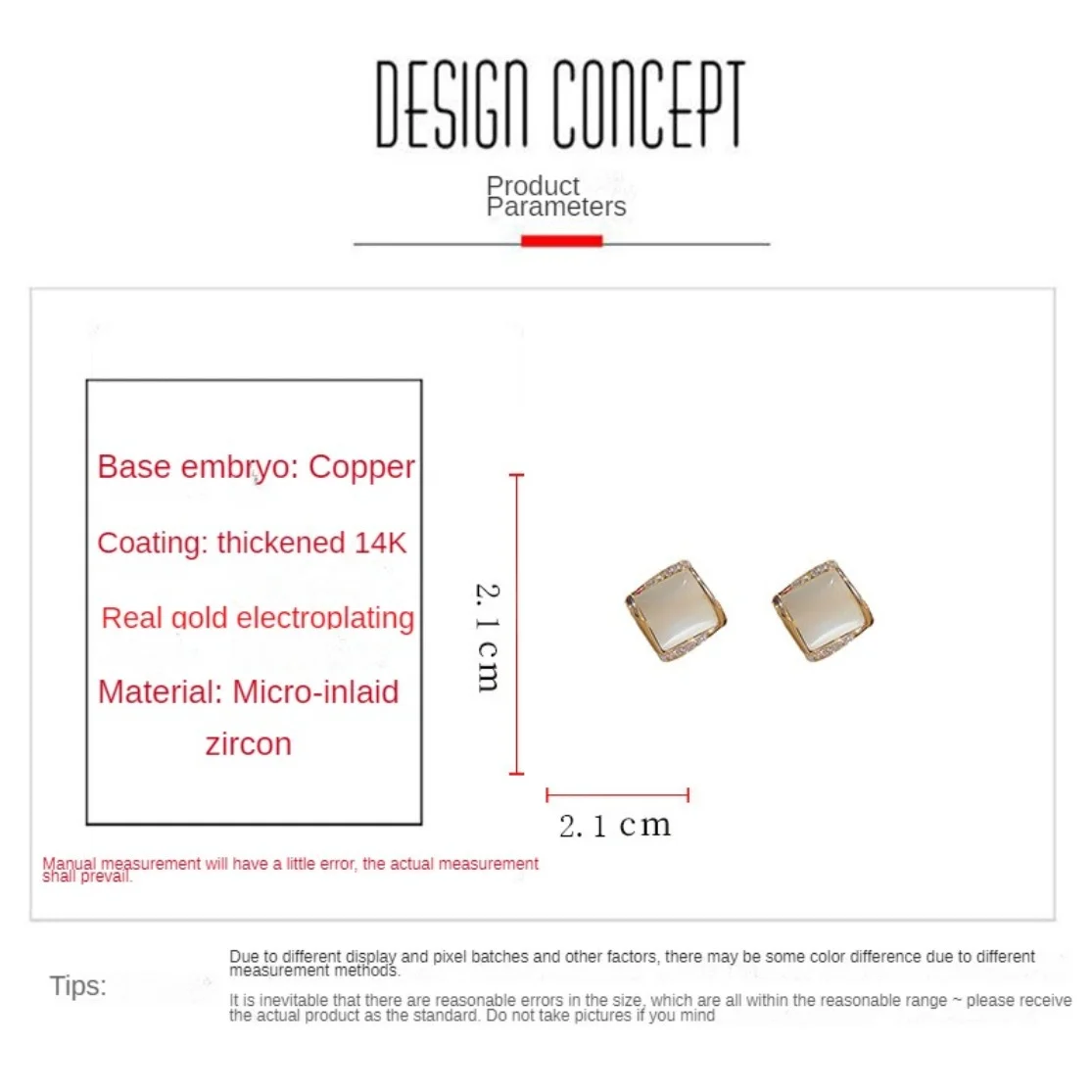 Korea Women Earrings Simple Square Opal Micro-inlaid Zircon Geometric High-grade Elegant Jewelry Daily Wear Women's Accessories