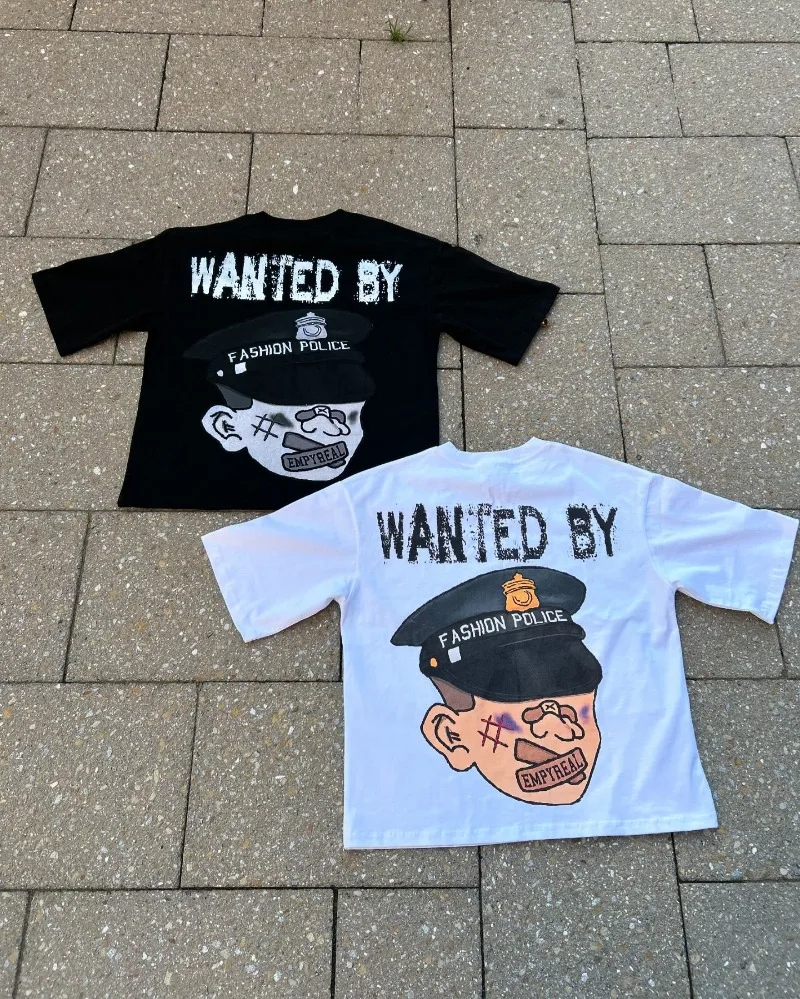 Новая футболка в стиле Харадзюку модная полицейская с мультяшным принтом топ Y2k