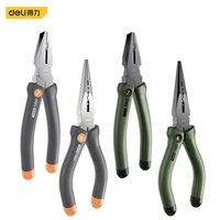 deli 1 pcs household 67 inch long nose plier multicolor non slip handle wire cutters electrician portable hand repairing tools
