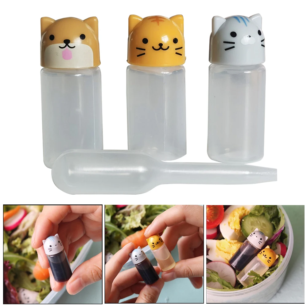 

3pcs Mini Condiment Bottle With Dropper Portable Small Salad Dressing Sauce Ketchup Container Bento Box Seasoning Storage