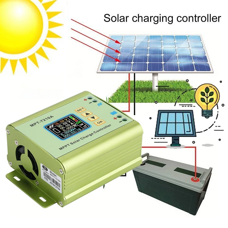 

MPT-7210A Aluminum Alloy LCD Display MPPT Solar Panel Charge Controller for Lithium Battery