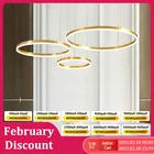 Минималистичная потолочная подвесная люстра, светодиодный светильник в форме кольца золотого цвета для гостиной, спальни, комнатный Декор для дома