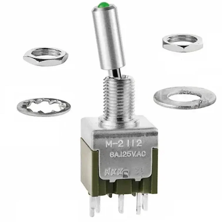 Переключатели NKK M-2112 Миниатюрный светодиодный тумблер с подсветкой M2112LFW01