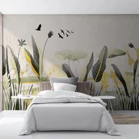 custom mural wallpaper nordic hand drawn elegant tropical plants living room bedroom mural background wall decor papel de parede