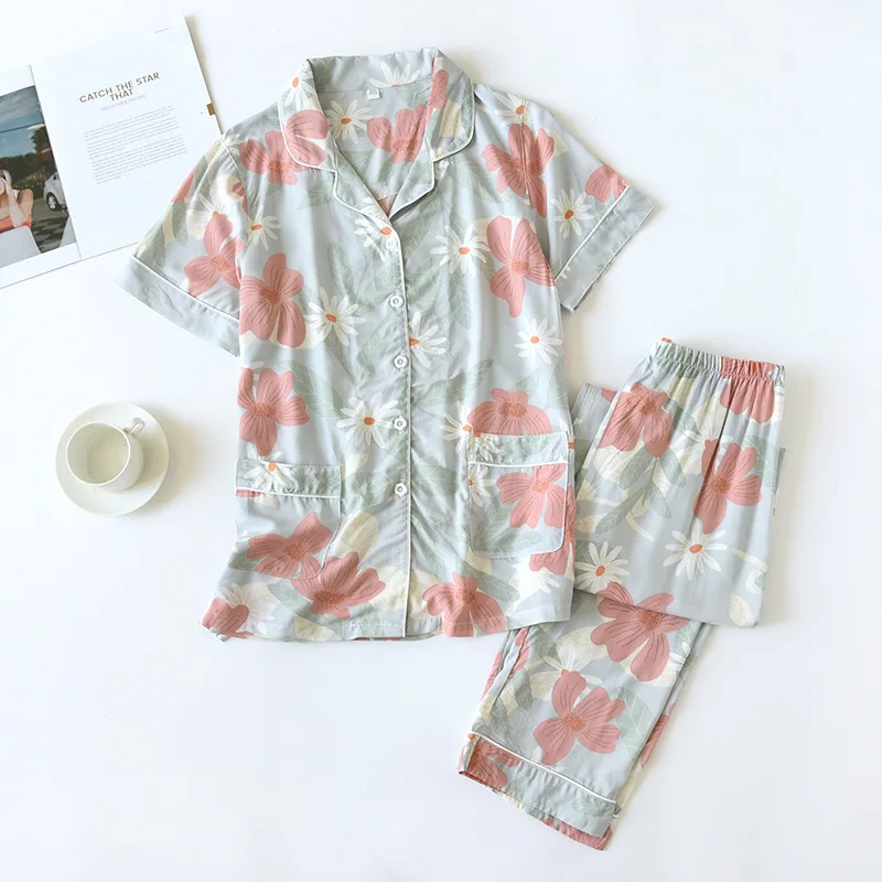 Summer Fresh 100% Viscose Short Sleeves New Design Women's Pyjamas Set Homewear Loungewear for Women