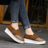 flat platform loafers woman cow suede womens heigh incresing brogue shoes flatform slip on oxord shoes women lady