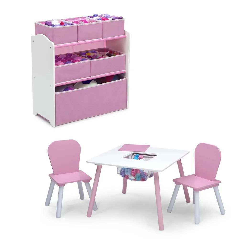 

Delta Children 4-Piece Toddler Playroom Set, Pink/White