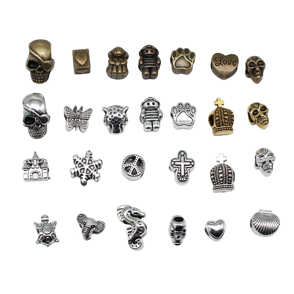 

5pcs Big Hole Beads For Jewelry Making Skull Paw Butterfly Shell Beads DIY Crafts Making Findings Handmade Bracelet Making