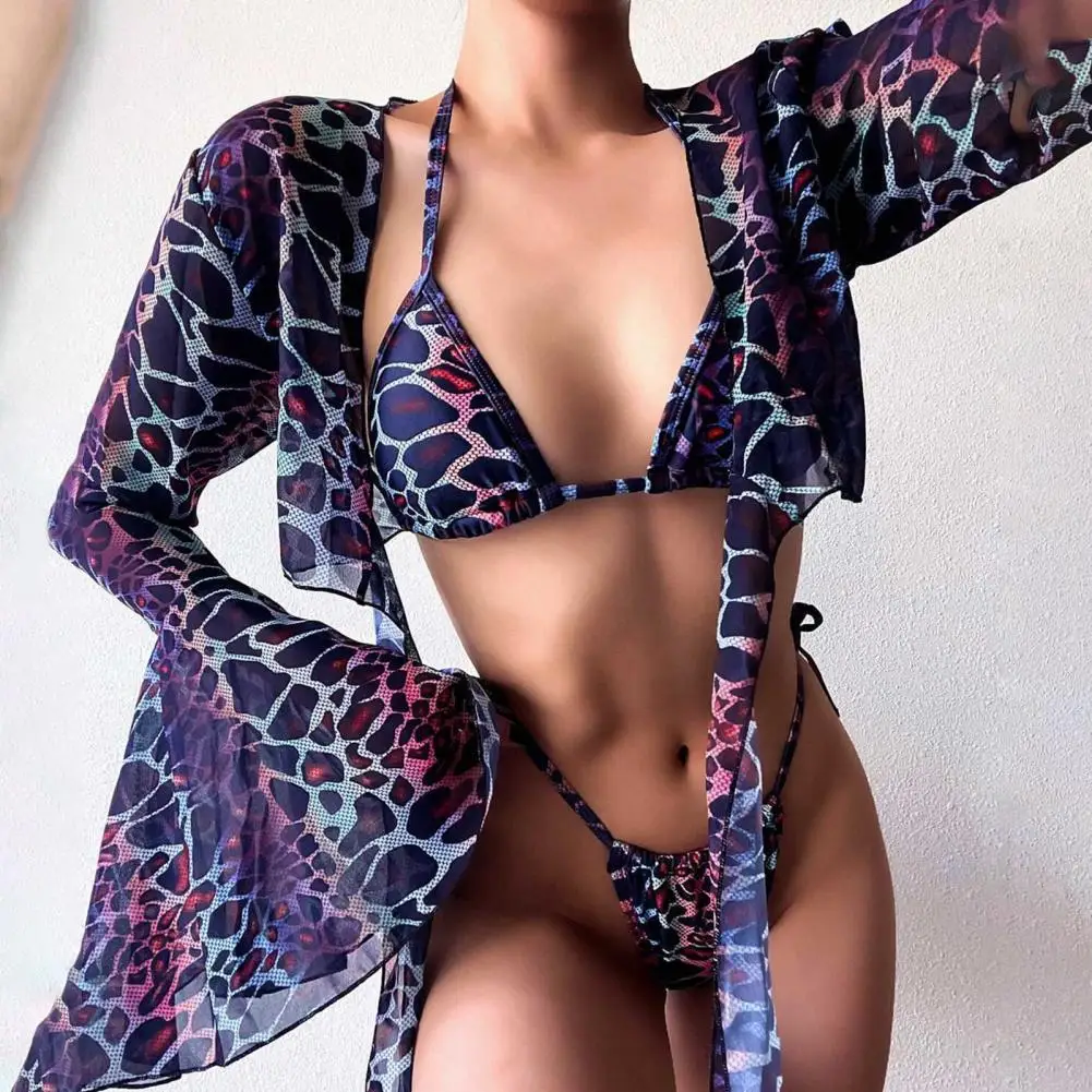 

3Pcs/Set Bikinis Suit Padded Wire Free Breathable Unique Print Women Swimsuit for Summer