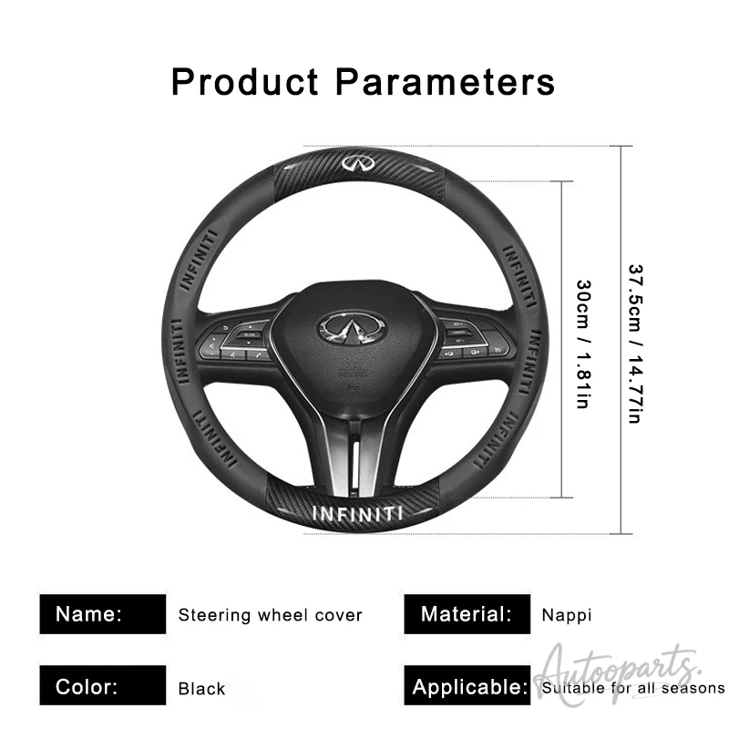 Фото Чехол на руль из карбона и кожи для Infiniti Q50 Q60S Q70 QX30 QX50 QX55 QX56 QX60 QX70 QX8 JX35 EX25 FX35 M35 ESQ №1