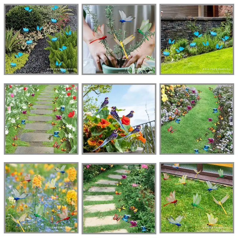 

Bunch of Butterflies Garden Yard Planter Colorful Whimsical Butterfly Stakes Decoracion Outdoor Decor Gardening Decoration
