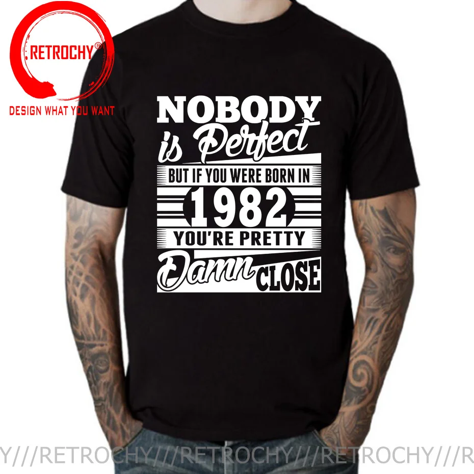 

Nobody Is Perfect Born In 1980/1981/1982/1983/1984/1985/1986/1987/1988/1989 T-Shirt Birthday Age Year Gift Funny Casual Clothing