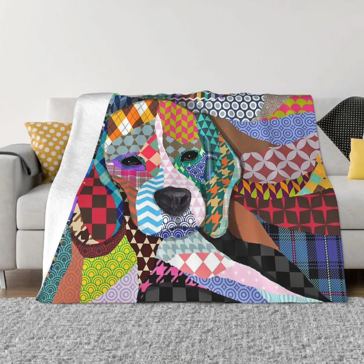 

Dog Cute Naughty Lively Clever Clingy Blanket Flannel Beagle Dog Cozy Soft FLeece Bedspread