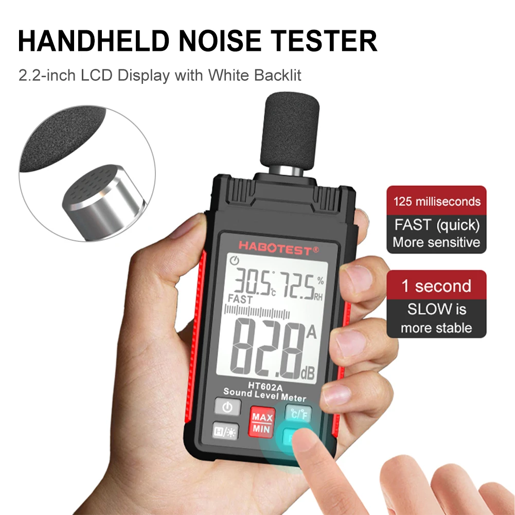 Купи Digital Sound Level Meter Noise Tester Sound Detector Decible Monitor With LCD Screen30-130dB Audio Measuring Instrument Alarm за 1,321 рублей в магазине AliExpress