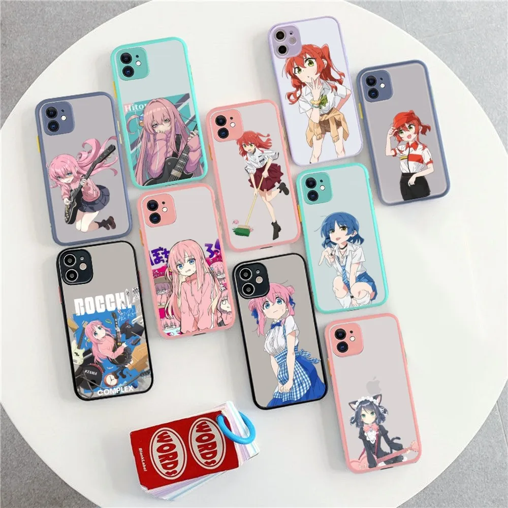 

Bocchi the Rock! Phone Case for iPhone 14 11 12 13 Mini Pro Max 8 7 Plus X XR XS MAX Translucent Matte Cover