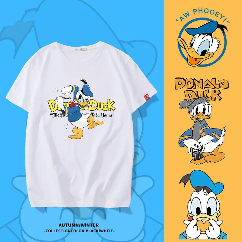 

Short Sleeve Disney Co Branded Donald Duck White T-shirt Men's and Women's Short Sleeve Tide Loose Cotton Bottomed Shirt T-shirt
