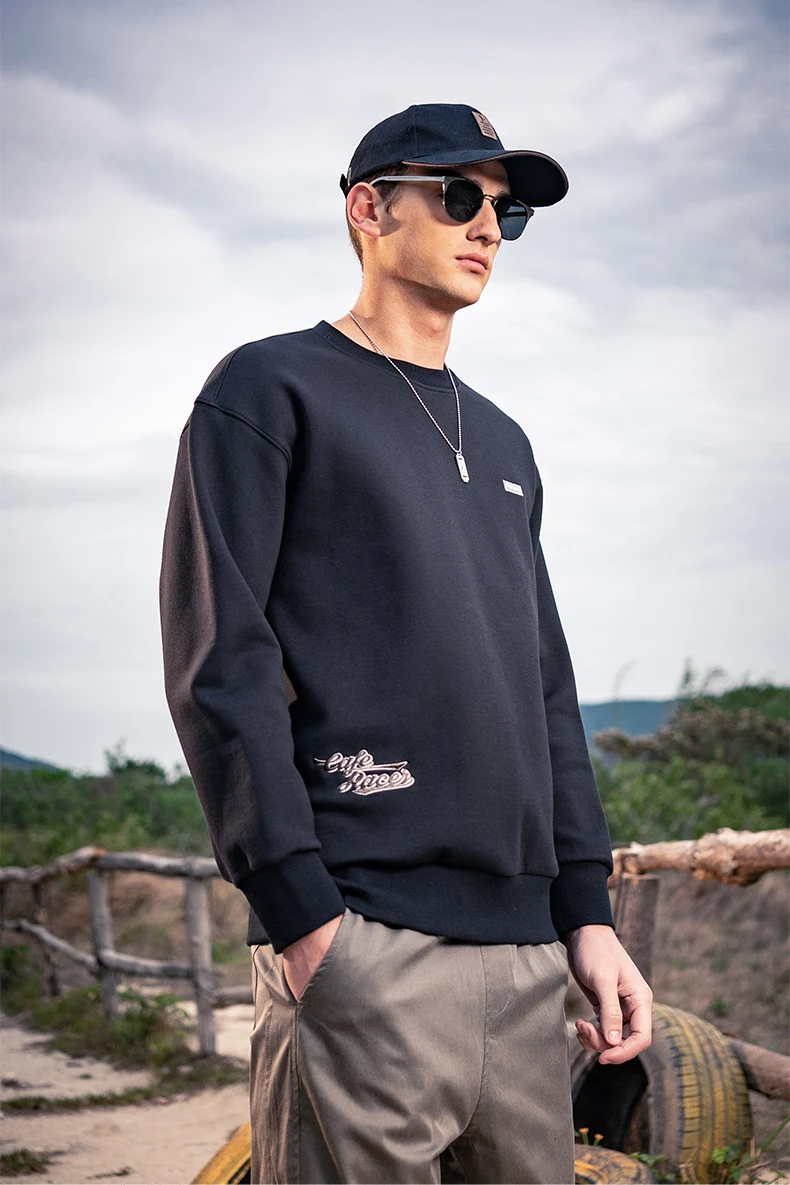 

5528 Trendy Street Letter Printed Jacket Tops Youth Loose Round Neck Sweatshirts Men