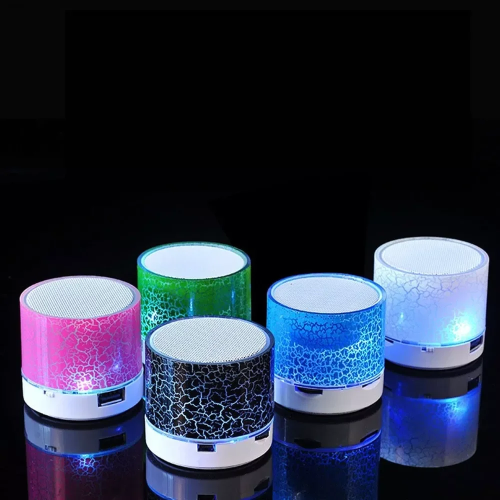 

A9 Mini Portable Speaker Bluetooth Wireless Car Audio Dazzling Crack LED Lights Subwoofer Support TFCard USB Charging For PC