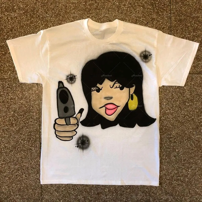 Футболка в стиле Харадзюку с круглым вырезом и коротким рукавом