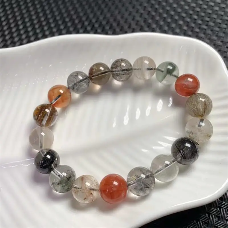 11.5MM Natural Garden Quartz Rutilated Bracelet Colorful Gemstone Strings Fashion Beautifully Jewelry For Men Women Gift |