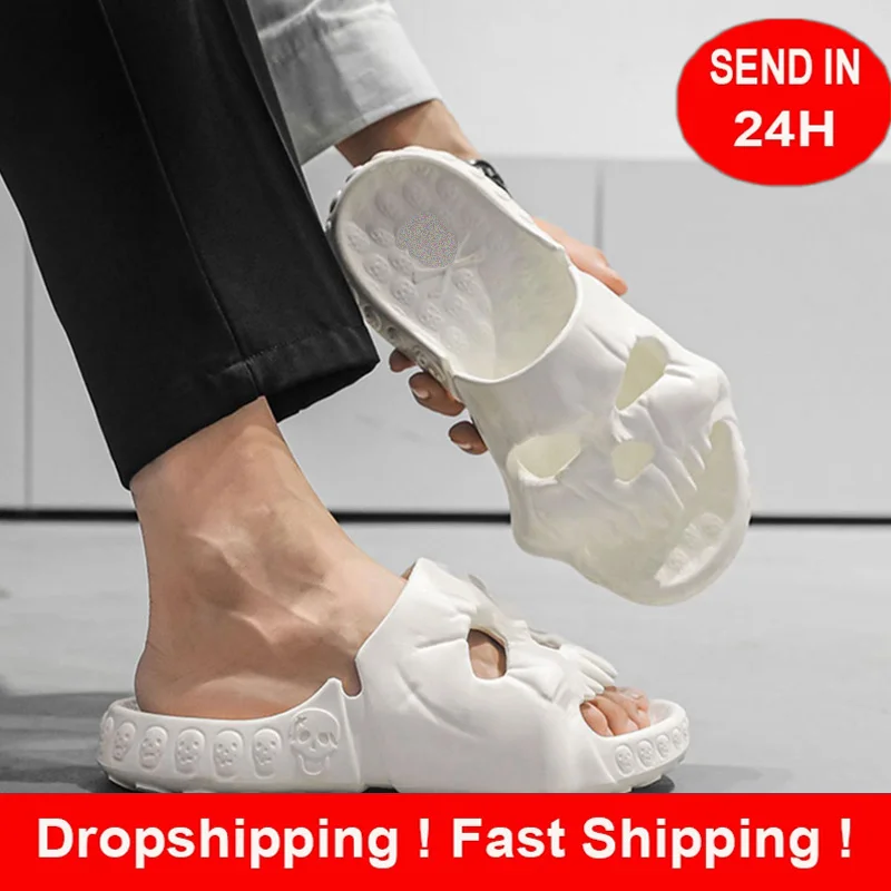 

Funny Skull Design Slipper For Women Men Soft Eva Could Slippers 2023 New Spring Summer Beach Flip Flops Leisure Unisex Sandals