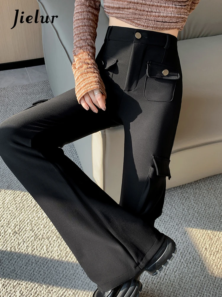 Jielur Женские брюки на молнии с разрезами пуговицах модные корейские повседневные