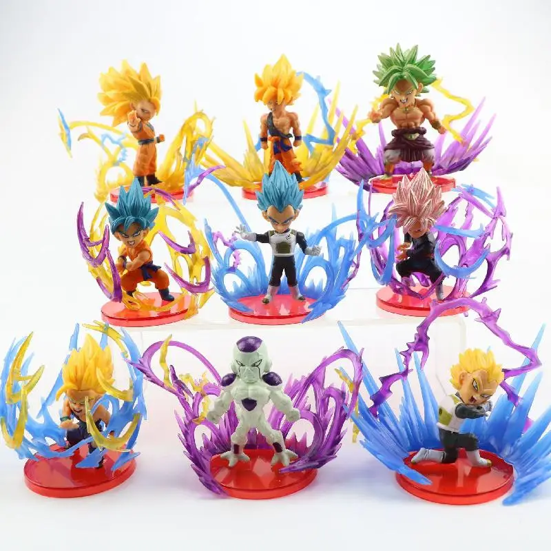 

9pcs Dragon Ball Action Figures Monkey King Begitta Brolli Children's Scene Toy Dolls Anime Hand Made Room Ornaments Gift