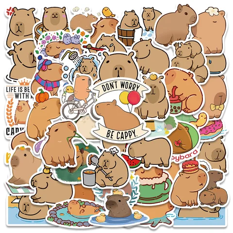 50/100pcs Pulchna Capybara Cartoon Cute Brown Animals Naklejki Scrapbook Laptop Phone Bagage Diary Bottle Butelka naklejka