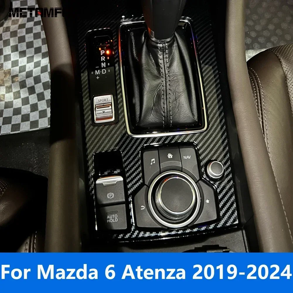 

Для Mazda 6 M6 Atenza 2019-2022 2023 2024, центральная консоль из углеродного волокна, коробка переключения передач, панель, накладка, аксессуары, Стайлинг автомобиля