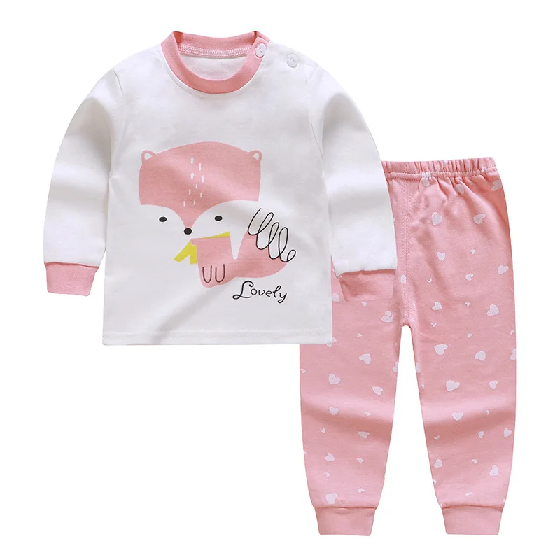 Autumn Baby Girls Casual Sleepwear Set 1-6Y Child Clothes Boys Cartoon Tops Trousers Suit Spring Kids Long Sleeve Pajamas Outfit