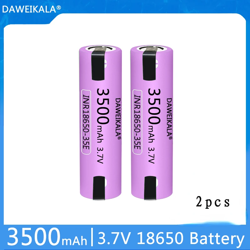 

100%Original ForSamsung 18650 3500mAh 20A discharge INR18650-35E 3.7v 18650 battery 3.7v rechargable Battery+DIY nickel