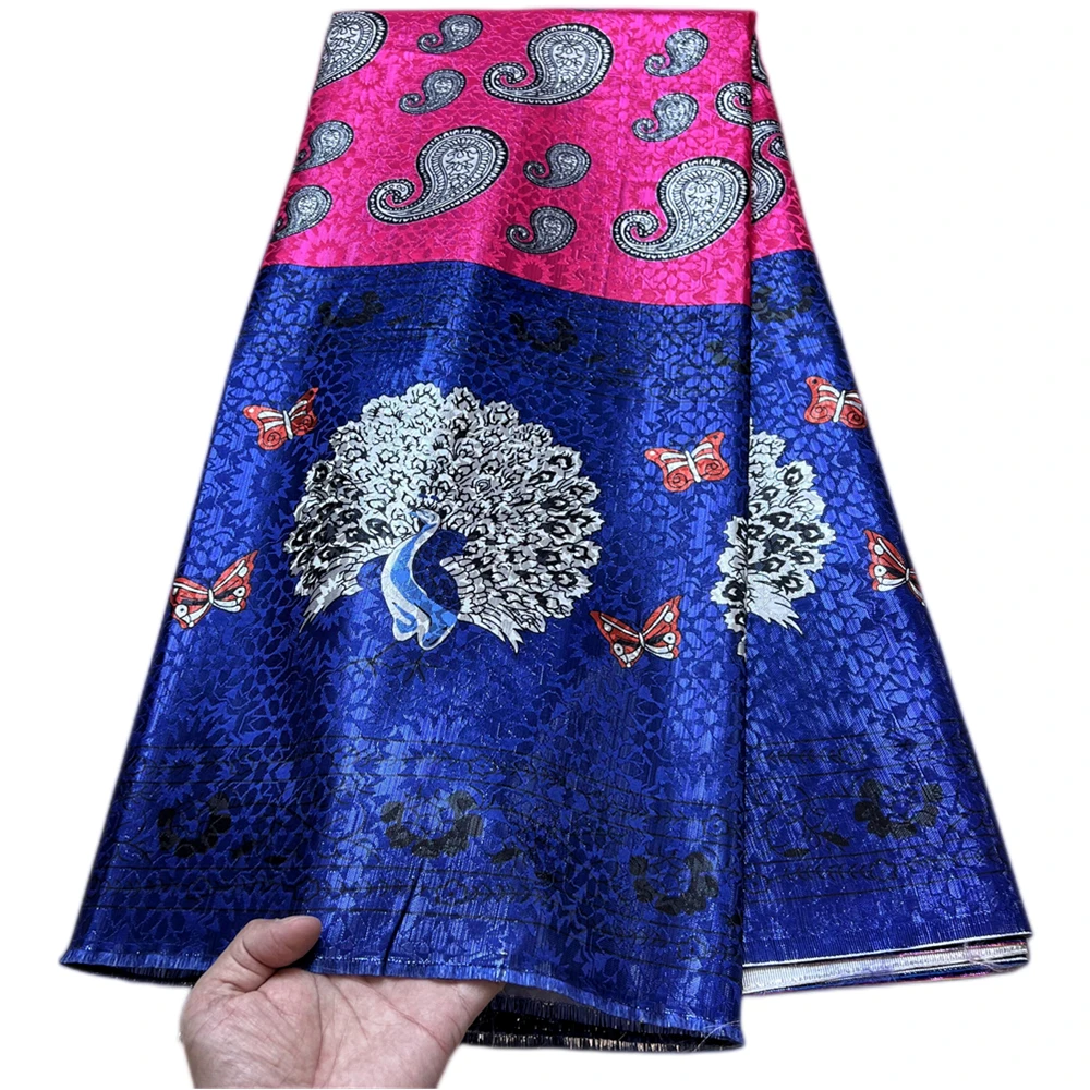 LJ Printed Tissue Skin Friendly Soft Brocade Lace Fabric Africa Style Dress DIY Fabric For Women 5 Yards High Quality Fabrics