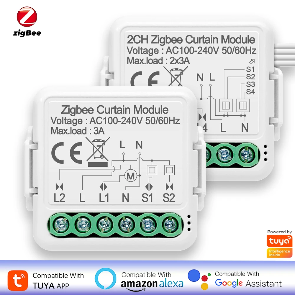 

Tuya Zigbee Smart Curtain Switch Blind Roller Shutter Electric Motor Control Module Smartlife APP Remote Timing Works With Alexa