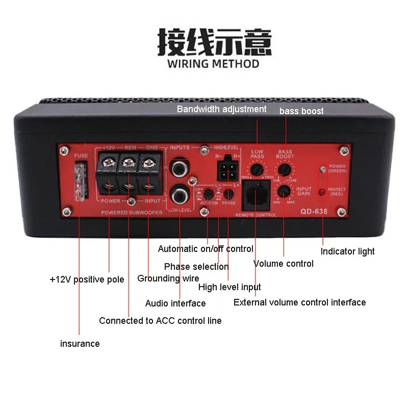 800 Вт активный сабвуфер для автомобиля аудиоколонка 20 Гц частота 150 90 дБ супер